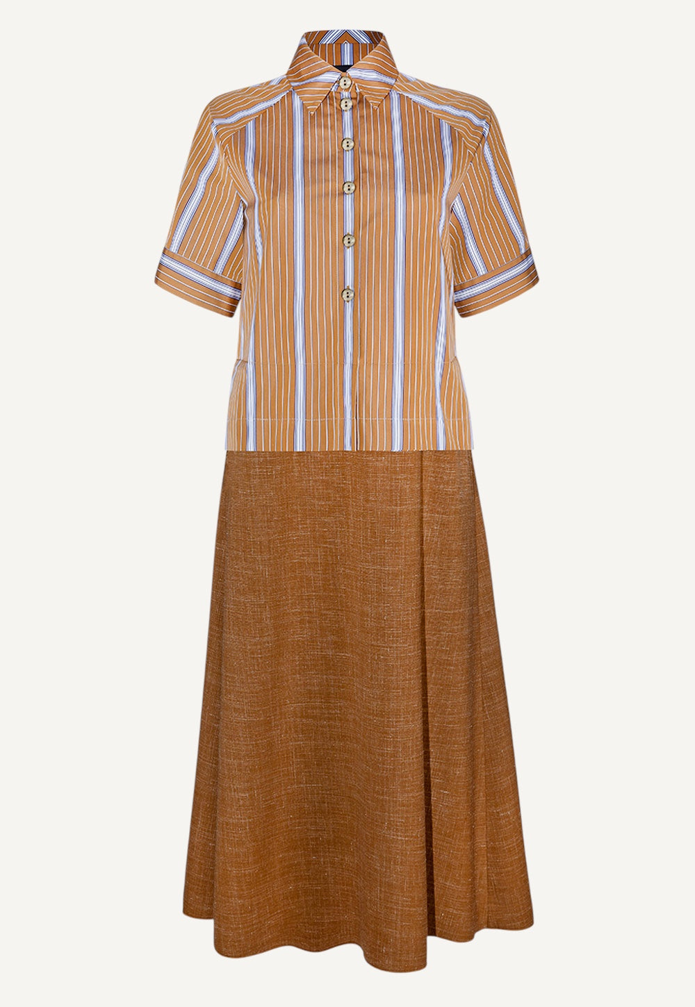 Esma dress cognac silk viscose dress with fluid silhouette